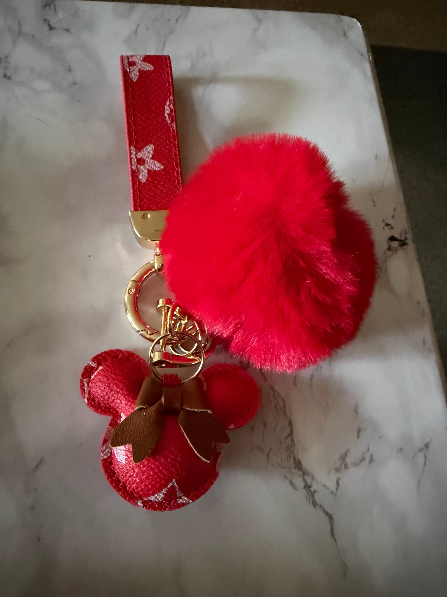 Mickey Mouse Inspired Keychain with Pom