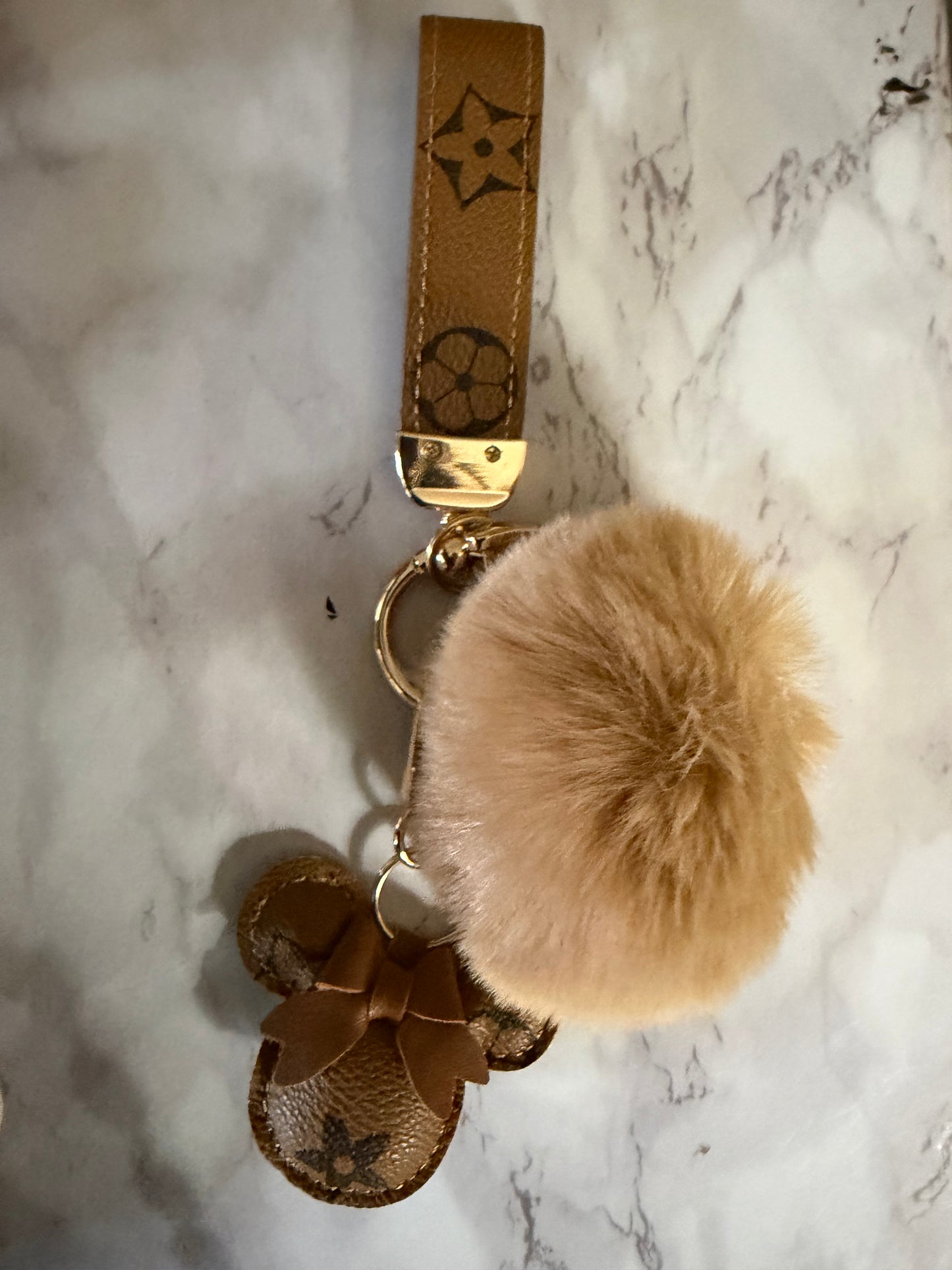 Mickey Mouse Inspired Keychain with Pom