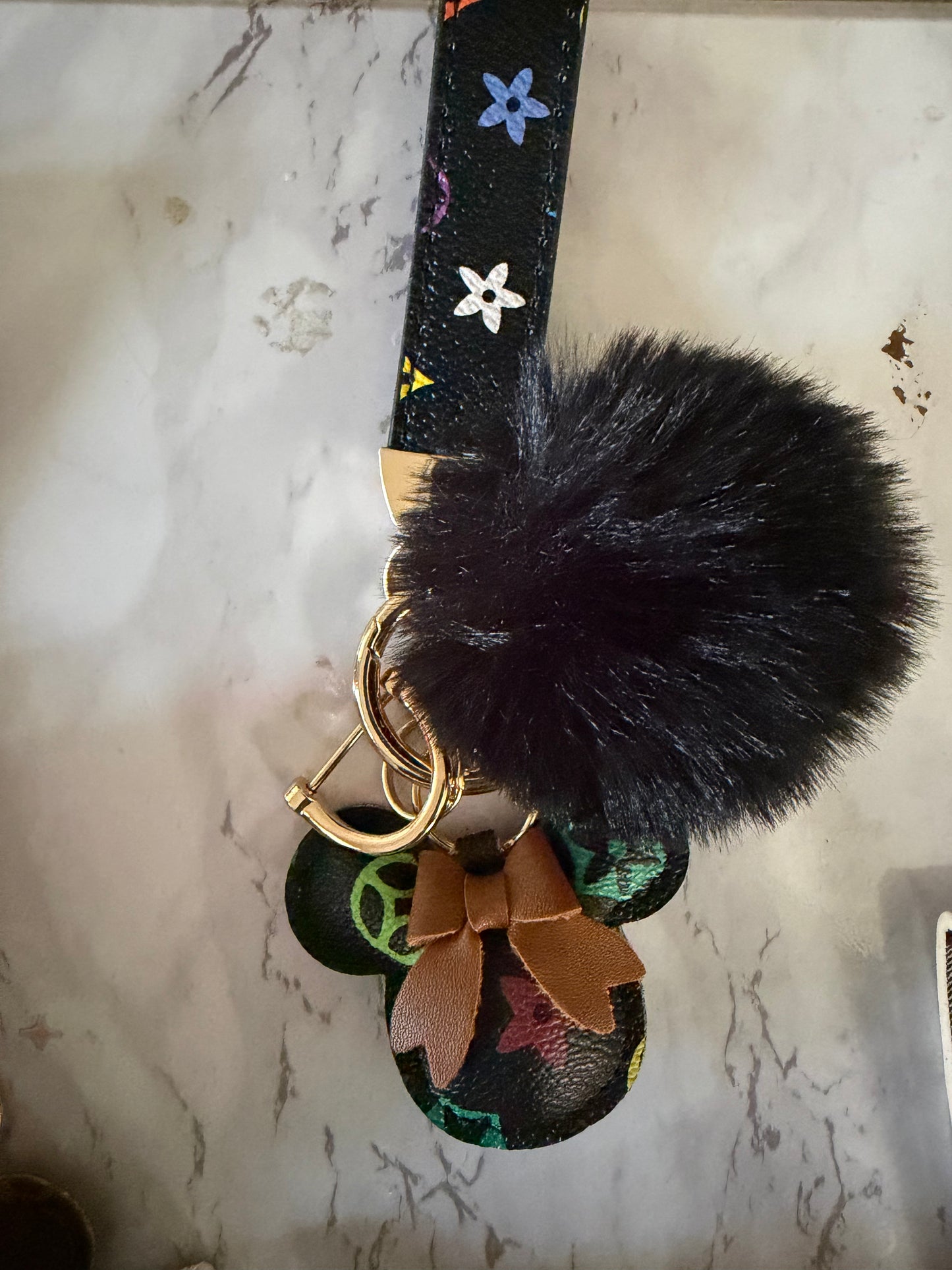 Mickey Mouse Inspired Keychain with Pom
