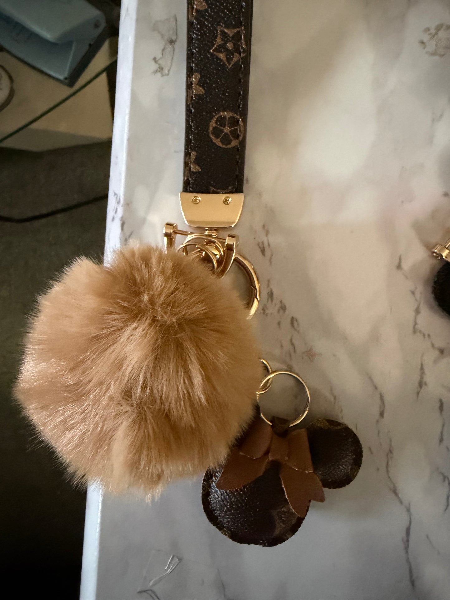Mickey Mouse Inspired Keychain with Pom