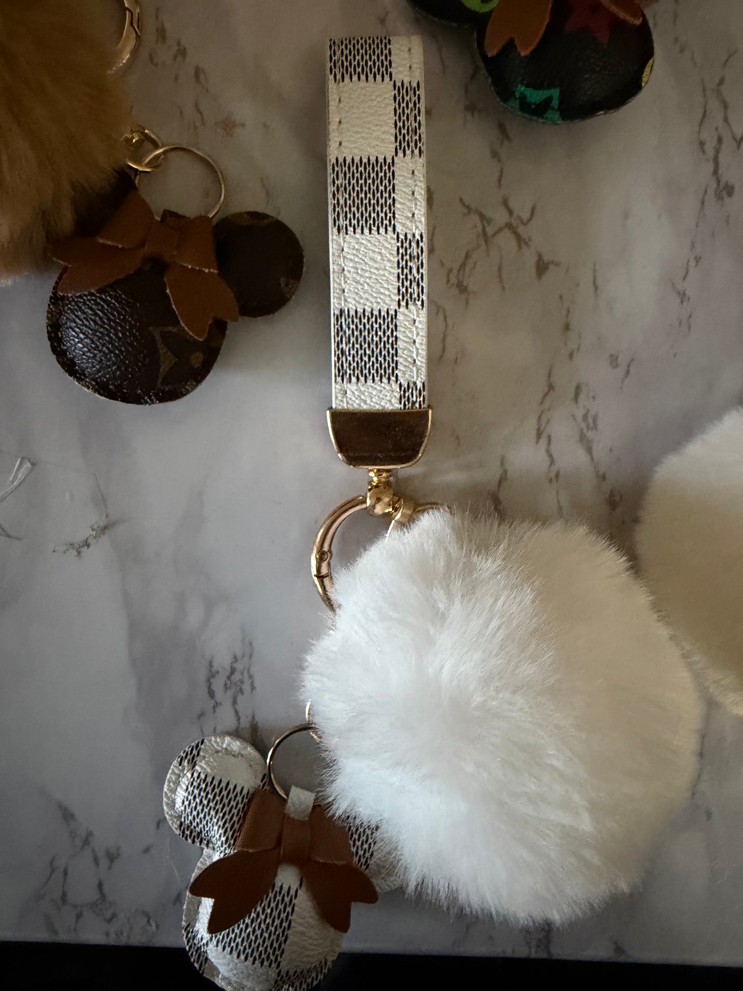 Mickey Mouse Inspired Keychain with Pom
